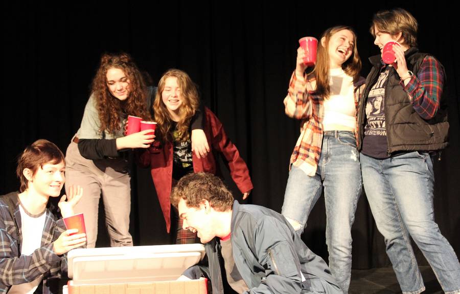 <p>CONTRIBUTED PHOTO</p><p>Members of A Breath of Fresh Air youth theatre group rehearse for their upcoming performance of Goodbye Kurt Cobain. Shown here, left to right, are Brett Wefer, Kiera Blackadar, Kennice Doggett, Rhys Brown, Mihaela Downey and Amelia Brown.</p>