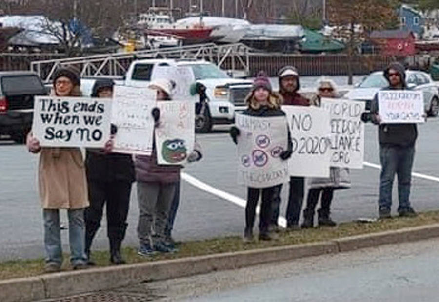<p>SUBMITTED PHOTO</p><p>Some of the demonstrators March 27 at a Bridgewater park.</p>