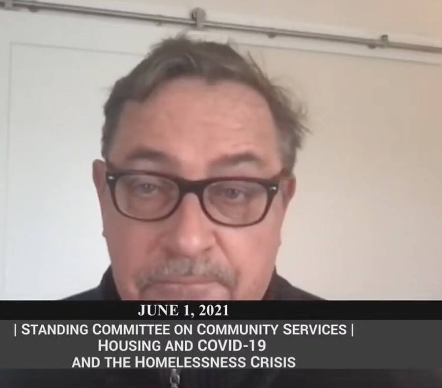 <p>A screengrab of Art Fisher of the Family Service Association of Western Nova Scotia presenting to a recent virtual meeting of the standing committee on community services.</p>