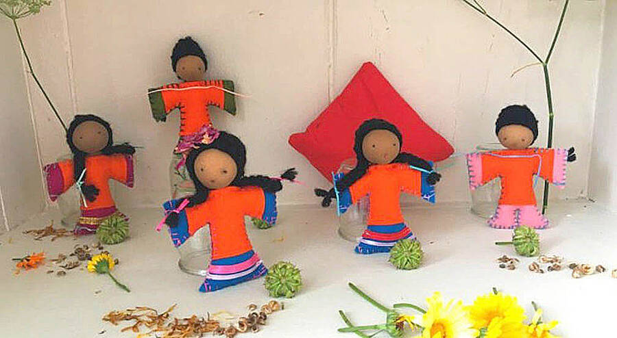 <p>SUBMITTED PHOTO</p><p>Every Child Matters Dolls on display at the East Vancouver Tiny Gallery exhibit in August 2021.</p>