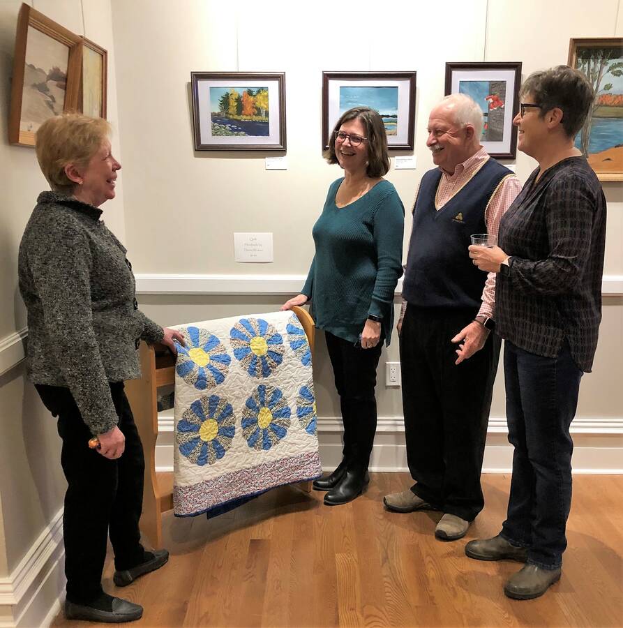 <p>CONTRIBUTED PHOTO</p><p>An art show and sale featuring the works of the late Danna Winters (LaPier) is being hosted at the Liverpool Town Hall Arts &amp; Culture Centre until Jan. 7, 2022. A reception was held Nov. 24 for the show that opened Nov. 19. Shown here, from left to right are show curator Cathie Pincombe, Jean Robinson-Dexter, general manager of the Astor Theatre, John Simmons, president of the Astor Theatre Society and guest, Anne Espenant. All money raised will be split between the Astor Theatre and the Liverpool Firefighters Association.</p>