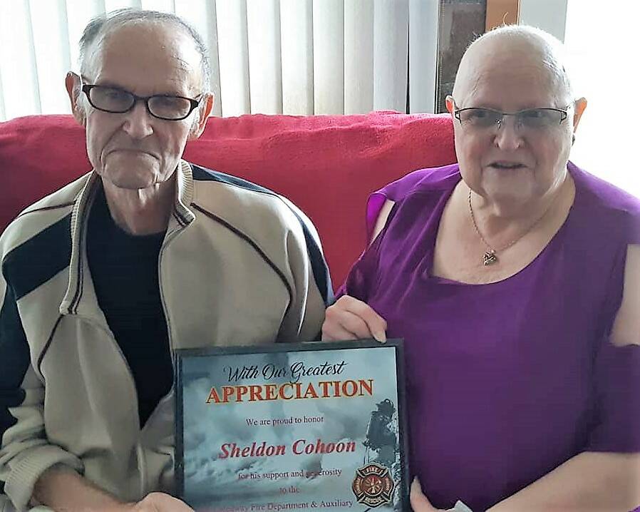 <p>Infallible generosity</p><p>A well-respected member of the community for years, Sheldon Cohoon (pictured at left) has become a virtual Port Medway icon. Cohoon, 83, was told in October 2020 that he had inoperable cancer. Since then and although his health is failing, his giving spirit has remained infallible. In 2021, he donated more than $130,000 in cash and goods to the Port Medway Fire Department (PMFD). In the photo with Cohoon is Valerie Baker, treasurer of the PMFD Auxiliary, presenting a plaque in recognition of his contributions.</p><p>FILE PHOTO</p>