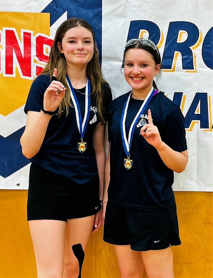 <p>CONTRIBUTED PHOTO</p><p>The South Queens Middle School girls&#8217; doubles team of Josey Huskins and Calla Brown are provincial champions. They came out on top at the provincial tournament held in Truro April 29 and 30.</p>