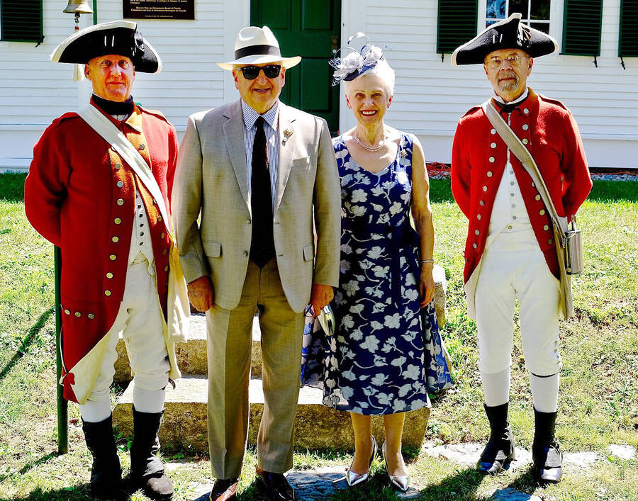 <p>CONTRIBUTED PHOTO</p><p>Lt.-Gov. Arthur LeBlanc and his wife, Patsy, are flanked by Kings Orange Ranger members Greg Kenny (left) and Ron Hall.</p>