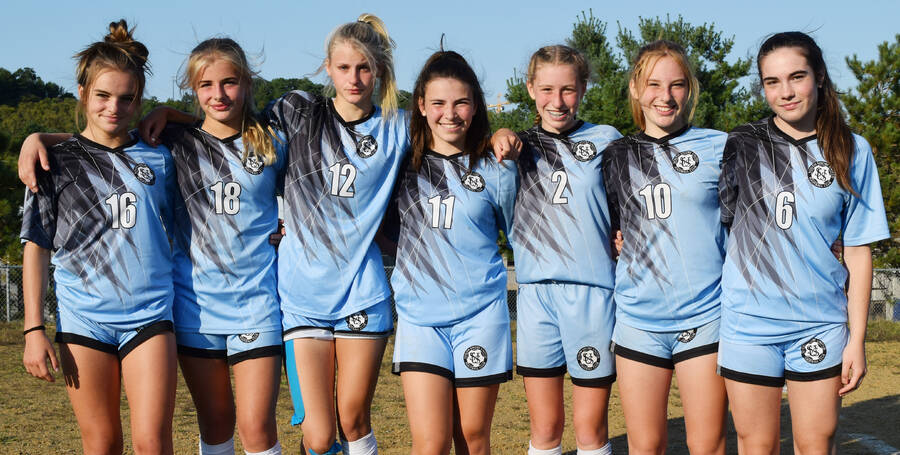 <p>KEVIN MCBAIN PHOTO</p><p>Seven players from the South Shore represented Nova Scotia at their respective (U14 and U15) Atlantic championship tournaments this past summer in Newfoundland and New Brunswick. From left to right are: Jada Buchanan, Kylie Buchanan, Jane van Kessel, Nadia MacPhee, Rebecca McDow, Lily Levy, Olivia Landry</p>