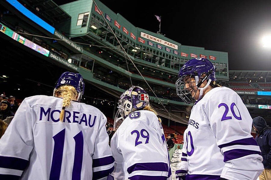 <p>CONTRIBUTED PHOTO</p><p>Goaltender Madison Beck and a couple of her team-mates soak in the atmosphere at Fenway Park.</p>