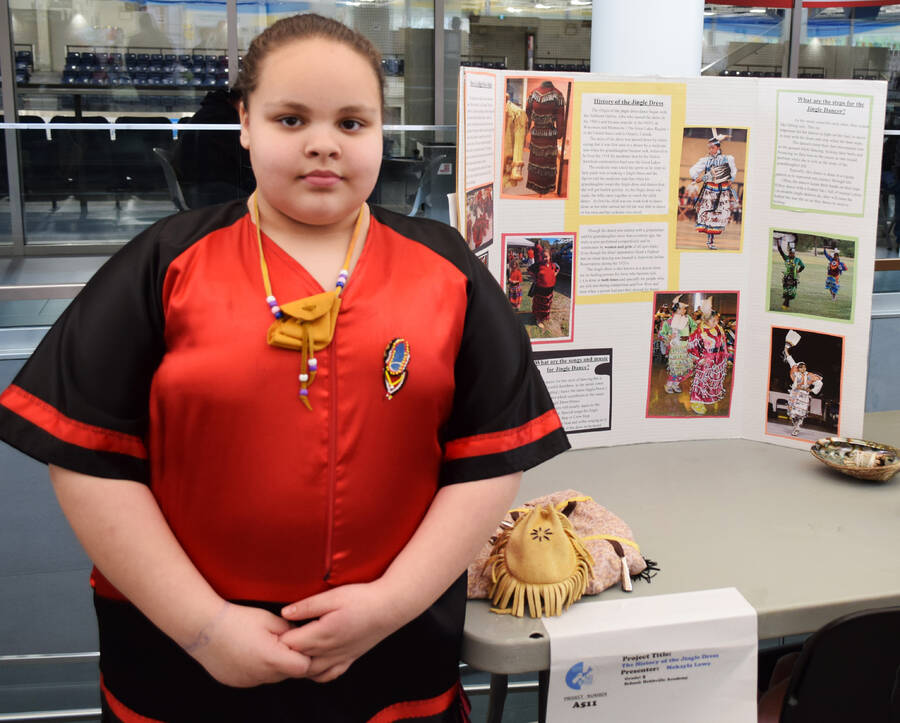 <p>Makayla Lowe, Grade 5 student from Hebbville Academy did her project on the History of the Jingle Dress. She finished in second place overall at the Regional Heritage Fair held at the Lunenburg County Lifestyles Centre on May 5.</p>