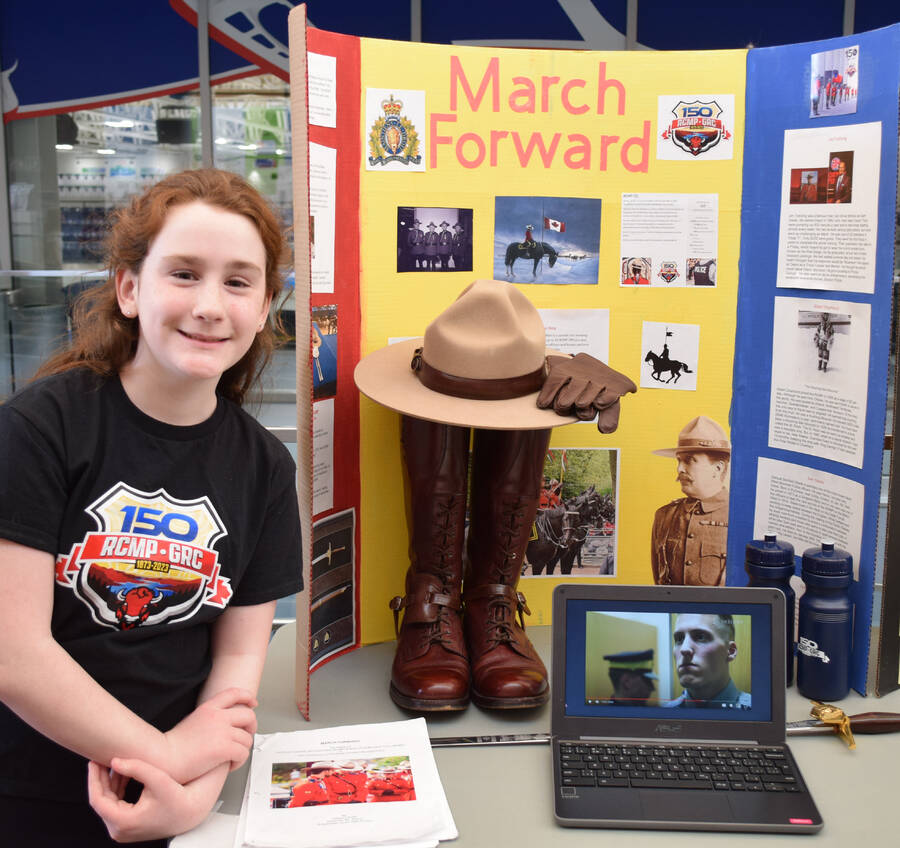 <p>Addison Smith, Grade 5 student at Bridgewater Junior High School, did her project on the history of the RCMP. She finished in eighth place overall and will be headed to the provincial heritage fair next month.</p>