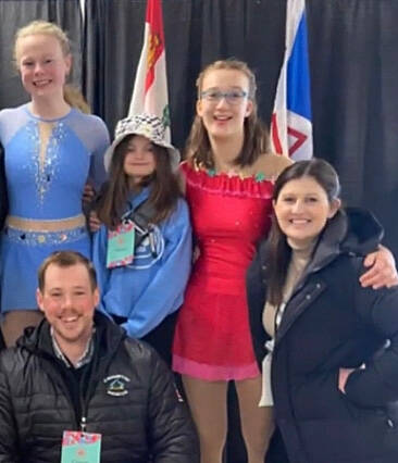 <p>CONTRIBUTED PHOTO</p><p>Three South Shore skaters, members of the St. Margaret&#8217;s Bay skate club, were a part of Team Nova Scotia competing at the Atlantic Skating Championships held in March. From left to right, skaters Madison Norwood, Isla Putnam and Lilly Davidson. Coaches are Stephanie Steele Jacobson and Joe Jacobson.</p>