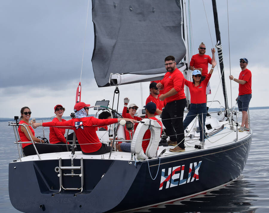 <p>Kevin McBain PHOTO</p><p>The crew of the Helix, skippered by Jordan MacNeil of Halifax, enjoys a bit of relaxation as they wait for their Distance Racing event on opening day of the Chester Race Week Aug. 16.</p>