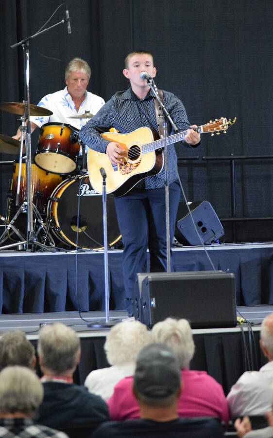 <p>These three teenagers from the Valley wowed the crowd with their outstanding vocals and guitar playing on opening night of the 31<sup>st</sup> annual Hank Snow Tribute held Aug. 17 to 20 at Queens Place Emera Centre in Liverpool. From left to right, Nicholas Langille, Tyler Salsman and Lucas Whitehead.</p>