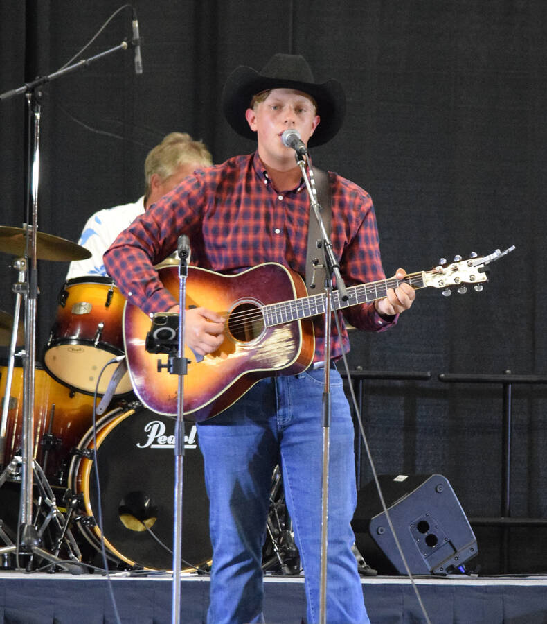 <p>These three teenagers from the Valley wowed the crowd with their outstanding vocals and guitar playing on opening night of the 31<sup>st</sup> annual Hank Snow Tribute held Aug. 17 to 20 at Queens Place Emera Centre in Liverpool. From left to right, Nicholas Langille, Tyler Salsman and Lucas Whitehead.</p>