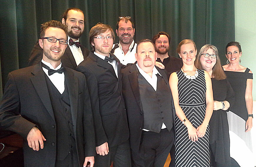 <p>The Maritime Concert Opera is celebrating its 20th year with a special concert Oct. 22 in Lunenburg. Shown here is a group of singers from 2017 that performed the opera, Rigoletto, in Lunenburg. Some of the performers in this photo will be returning to peform in the anniversary event that will celebrate with music from the last two decades. In this photo, from left to right are Rob O&#8217;Quinn, Colin Oulton, Jason Davis, Suzanne Rigden, Nina Scott-Stoddart, Tara Scott, Patrick Simms, Andrew Tees, Jon-Paul Decosse.</p>
