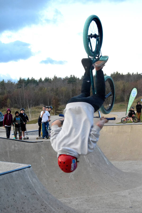 <p>Up and over! Best trick of the day at the Scotia Sk8 Park Tour stop in Liverpool had to be Anthony Audas of Middleton with a bike flip.</p>