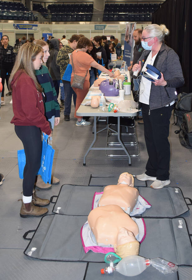 <p>Kevin McBain PHOTO</p><p>Students learned a bit about the different health care professional opportunities available.</p>