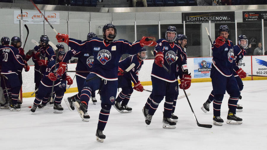 <p>Kevin McBain PHOTO</p><p>A reason to celebrate. The Jr. Lumberjacks defeated the East Hants Penguins 3-1 Tuesday night in game seven of the first round of playoffs, in front of a hometown crowd of more than 1,200 fans. This market the first time that a team in the NSJHL has come back from a 3-0 series deficit to win since 2000-01.</p>