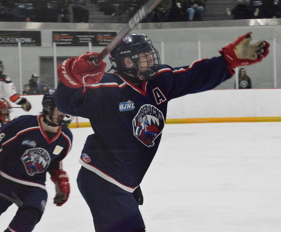<p>Kevin McBain PHOTO</p><p>Alec Howie celebrates after scoring the eventual game winner Tuesday night, his first of two on the night.</p>